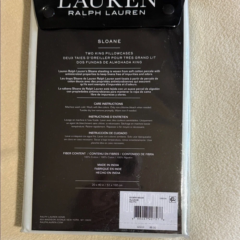 Ralph Lauren Sage king Pillowcases new set of 2 Sloane